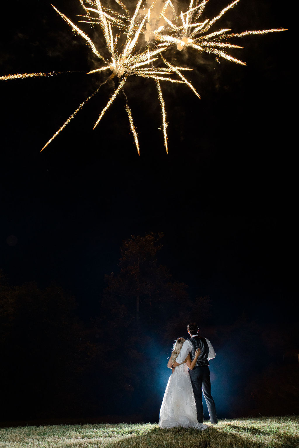 fireworks bride and groom photos