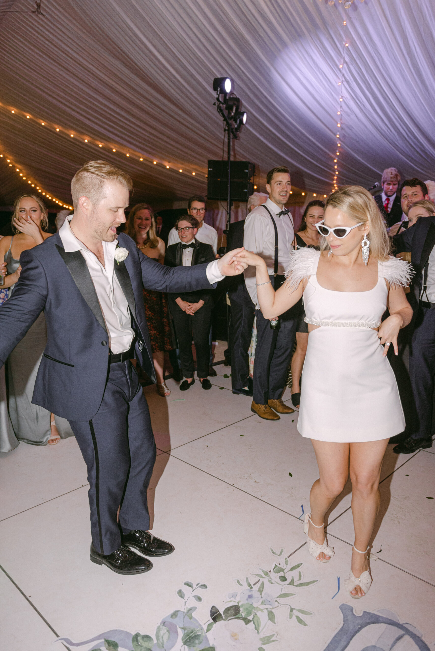 bride and groom dancing