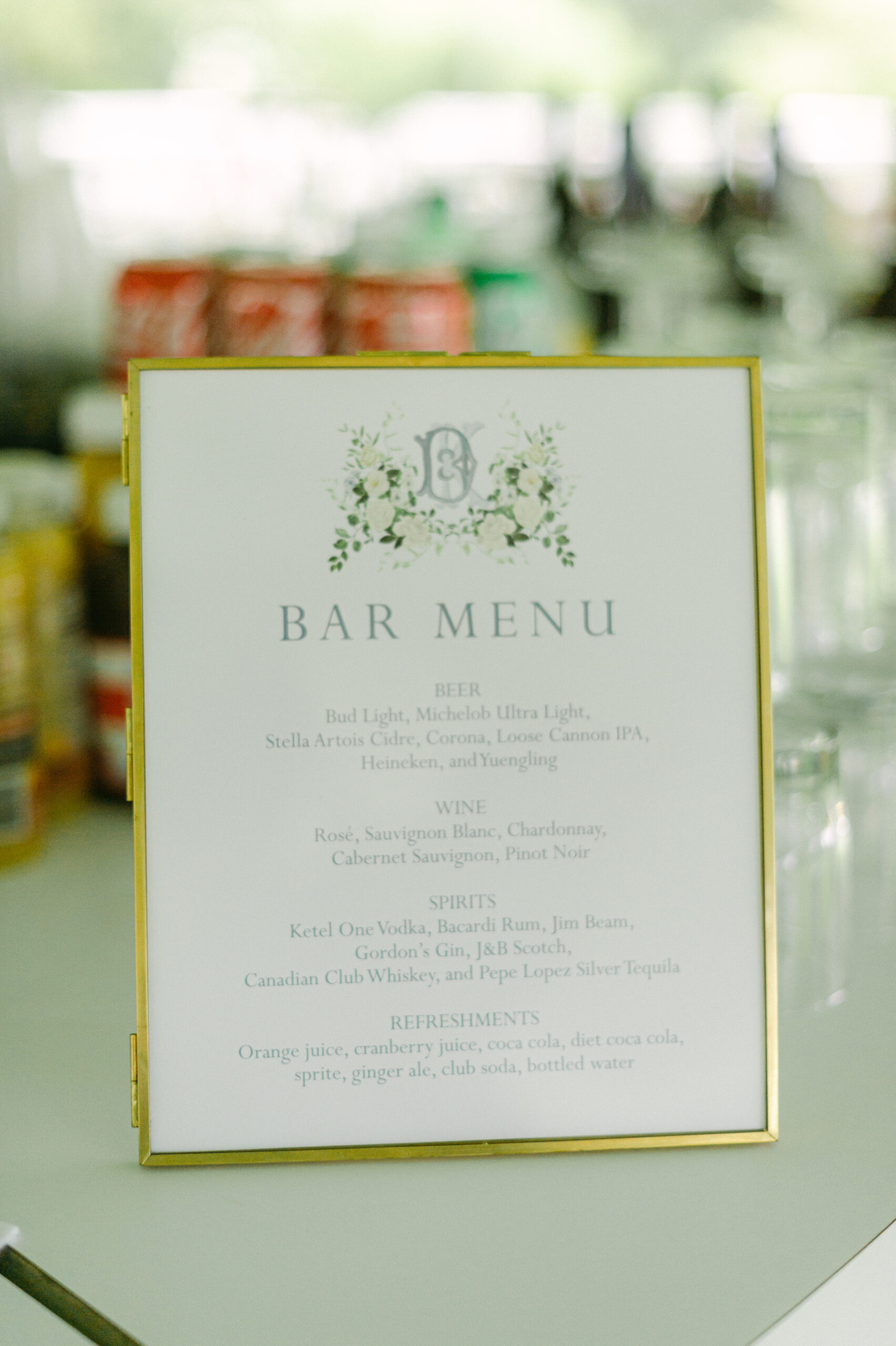 garden wedding bar menu
