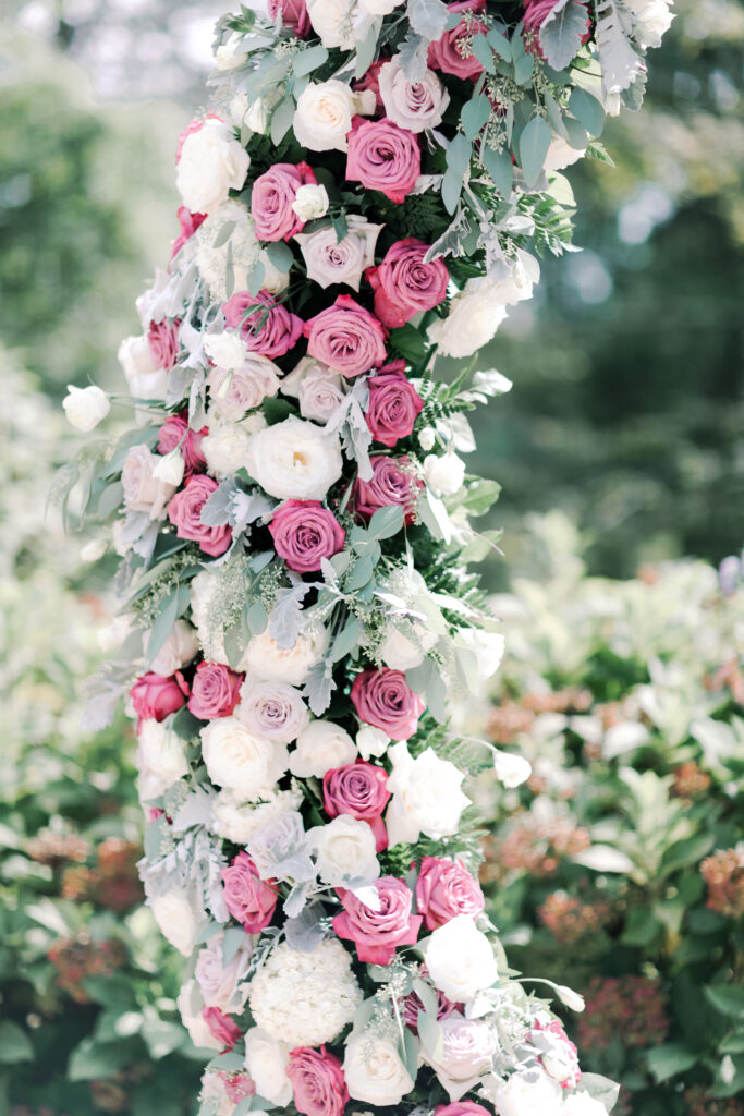 wedding ceremony arch florals