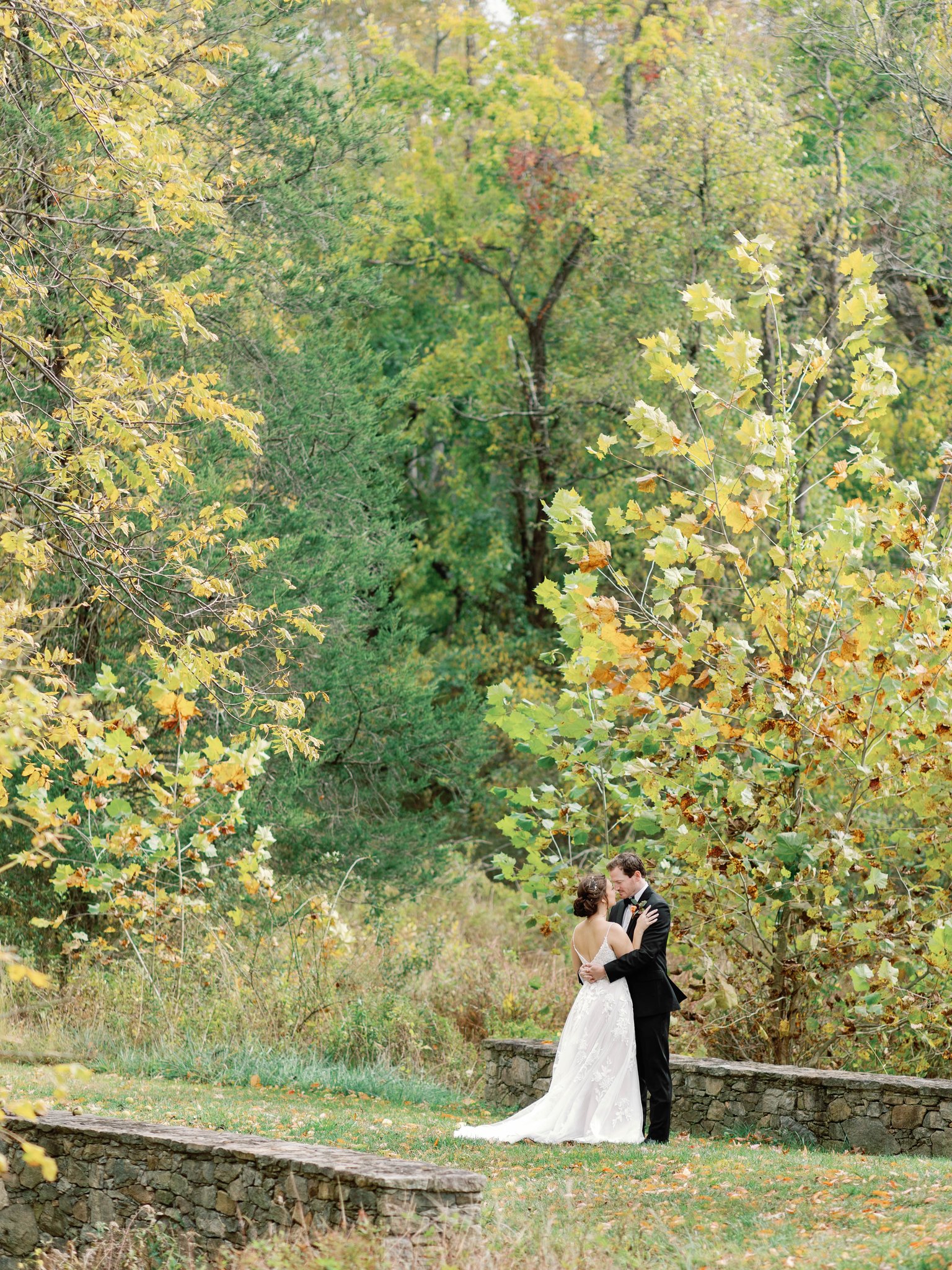 backyard farm wedding bride and groom photos