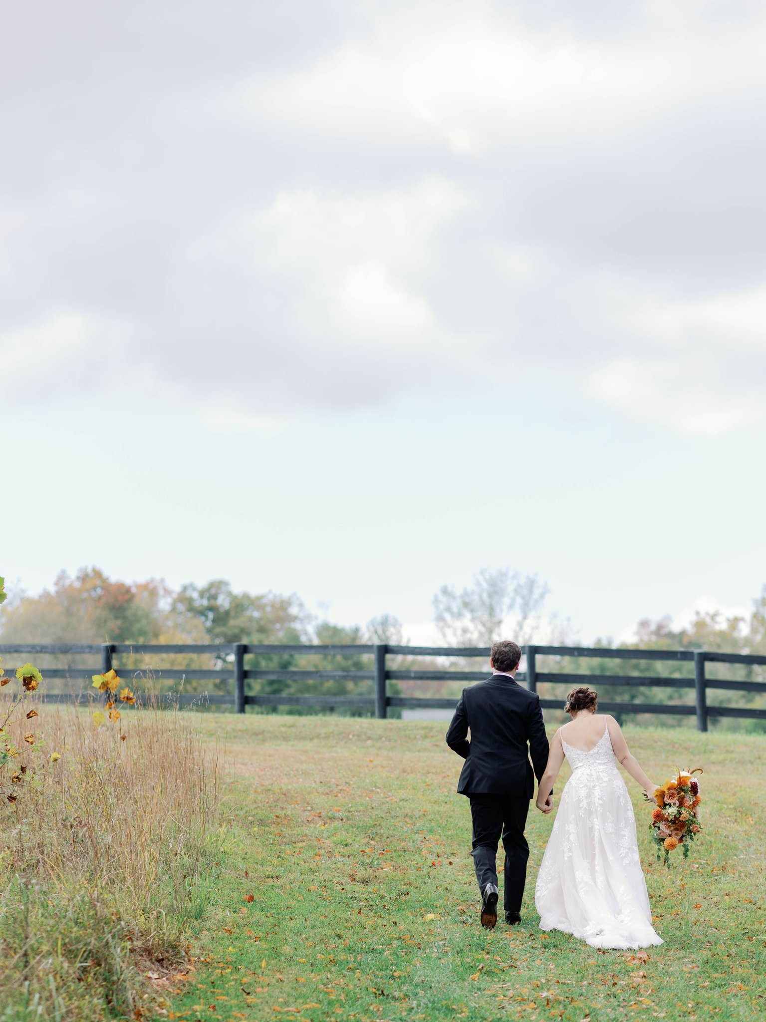 backyard farm wedding bride and groom portraits