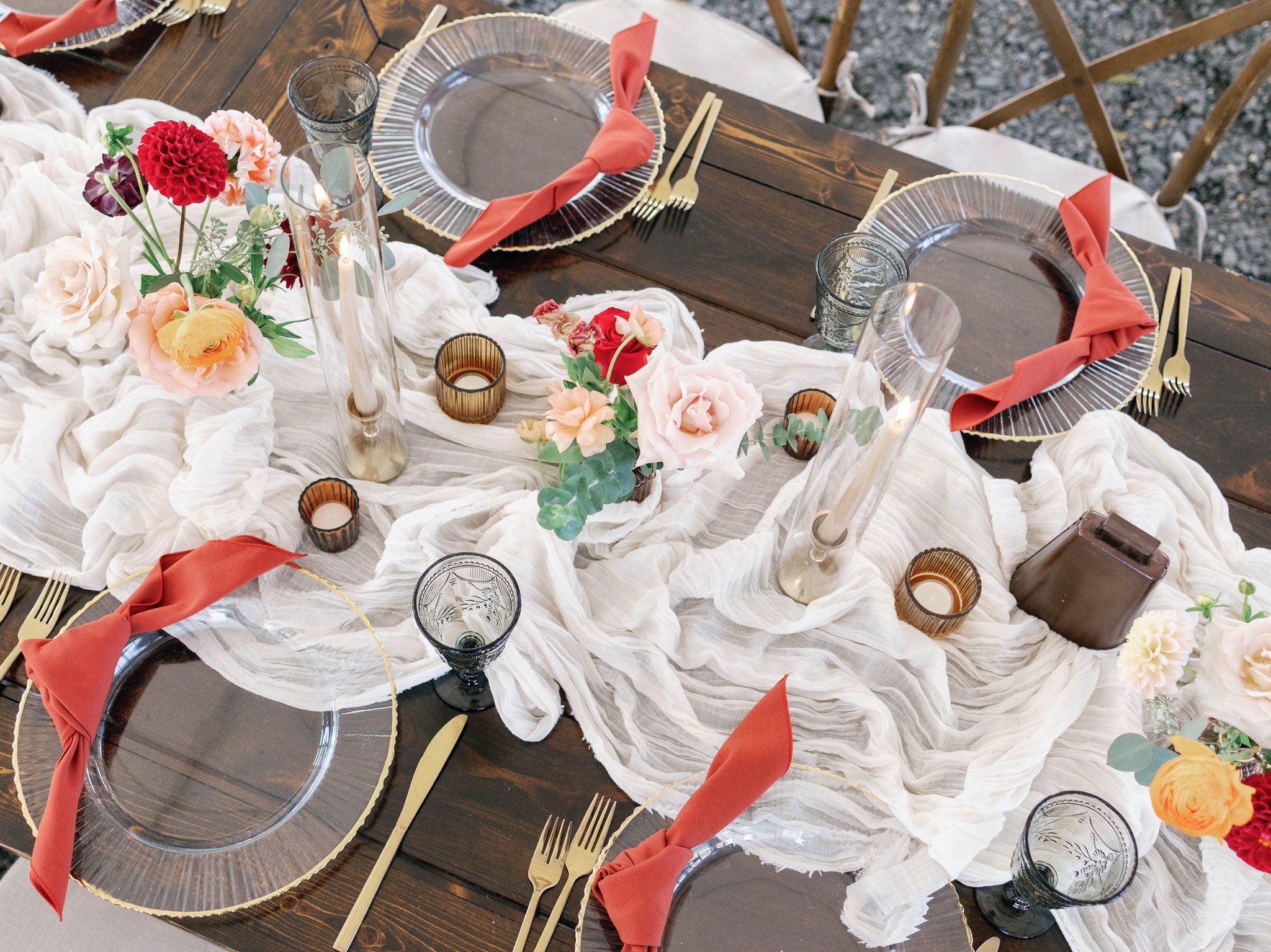 backyard farm wedding tablescape