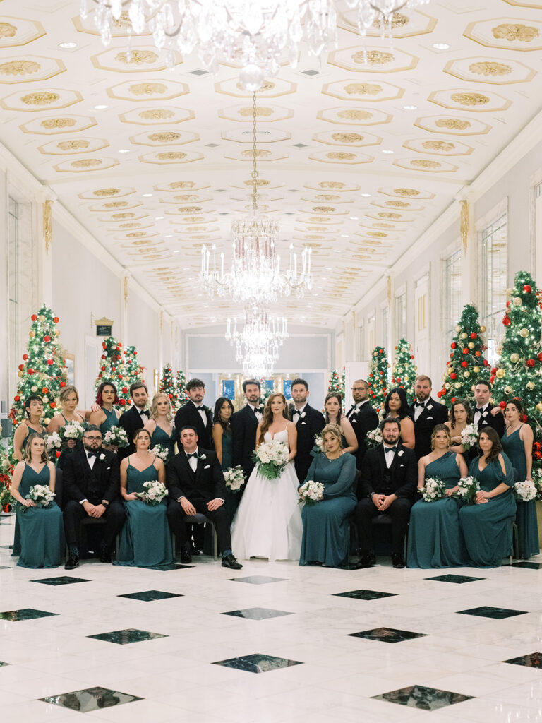 winter wedding at the mayflower hotel bridal party