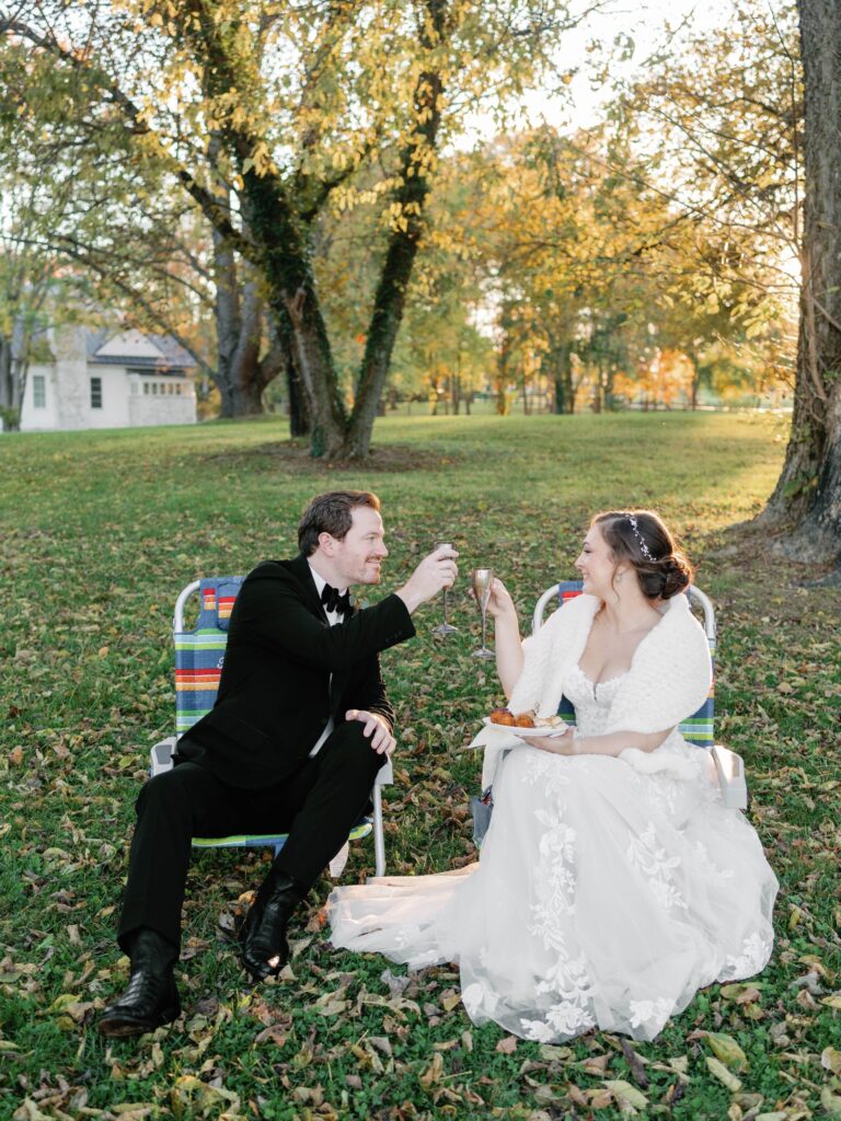 at home wedding bride and groom