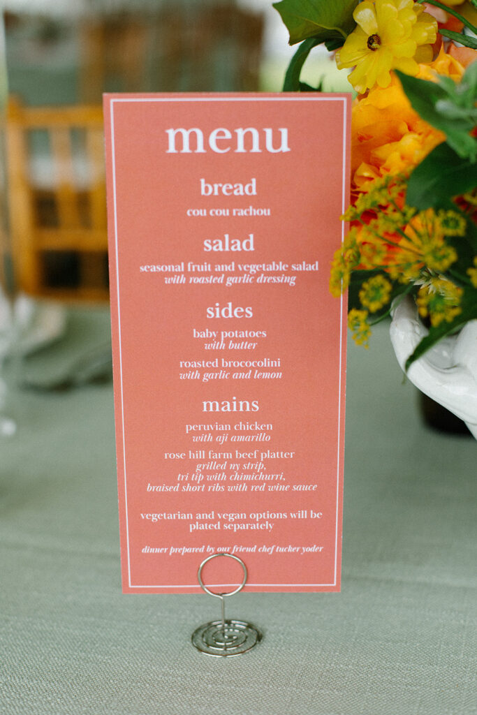 wedding menu diy