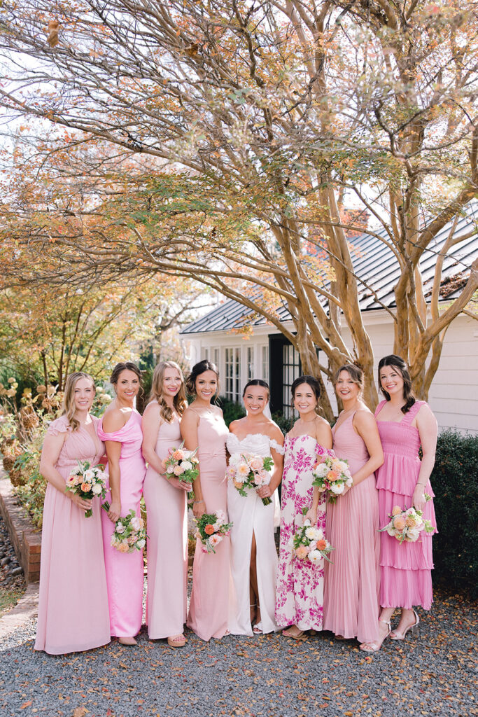 pink bridesmaids dresses