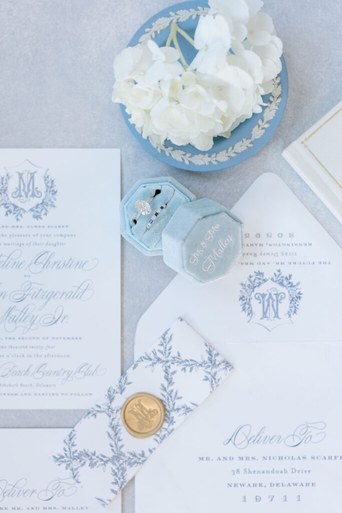 blue wedding invitation suite
