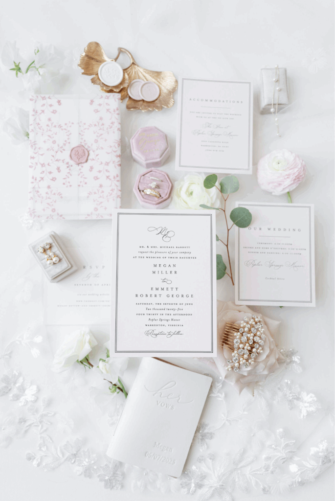poplar springs manor wedding invitation suite