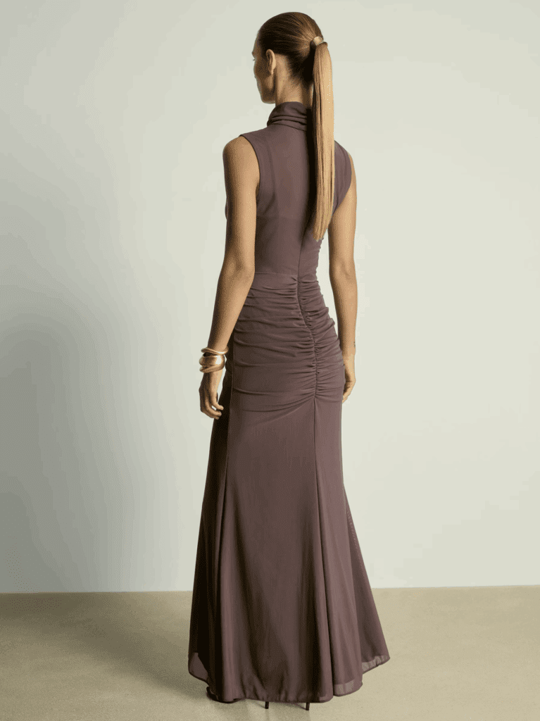 neutral wedding guest dress