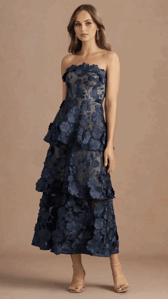 navy blue fall wedding guest dress