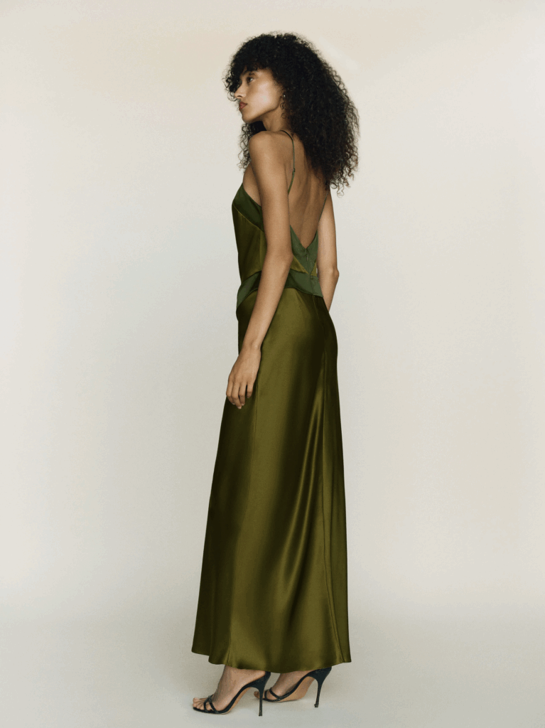 green fall wedding guest dress