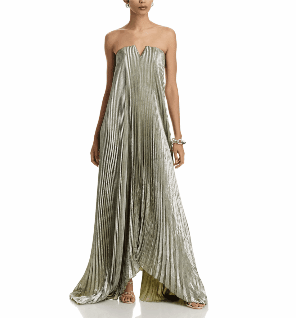 metallic wedding guest dress