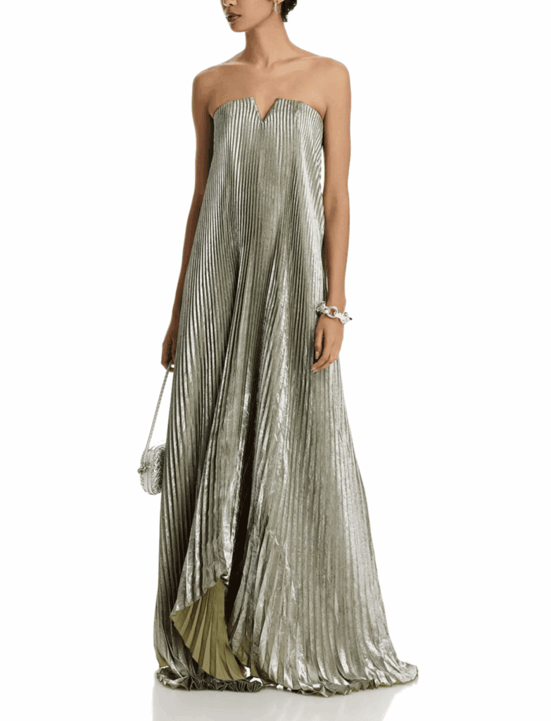 black tie wedding guest dress metallic