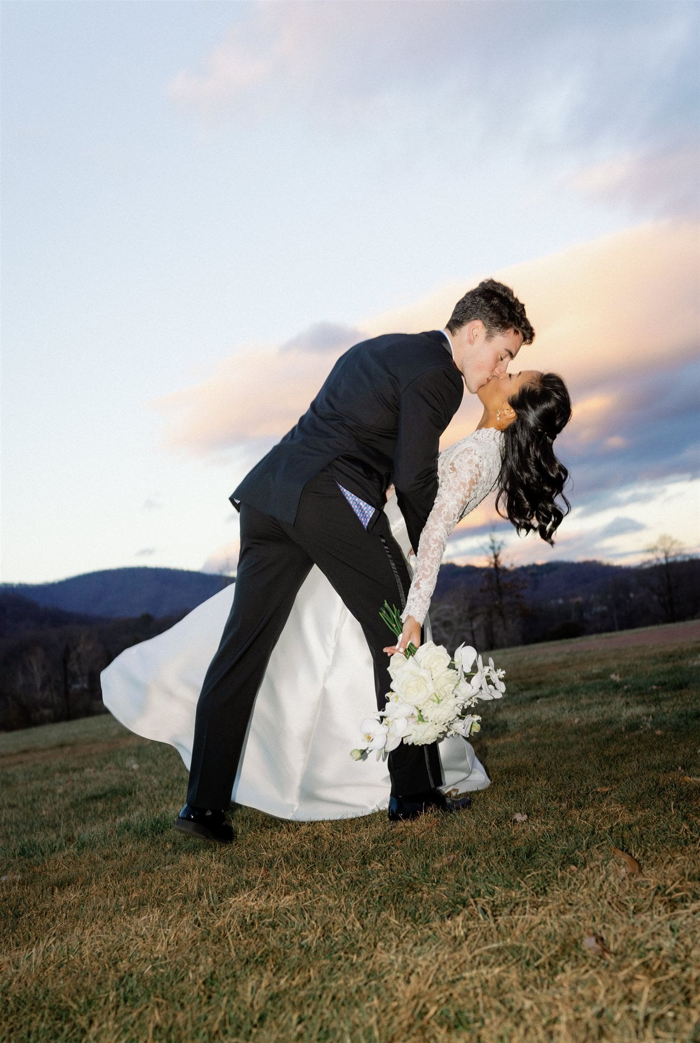 bride and groom photos at king family vineyards